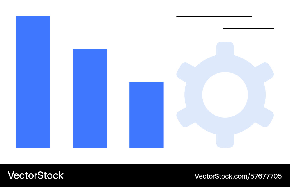 Bar chart with decreasing values and gear symbol Bar chart with decreasing values and gear symbol vector image