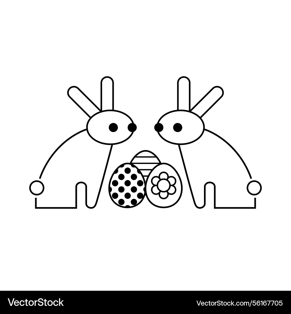 Cute bunnies with easter eggs Royalty Free Vector Image