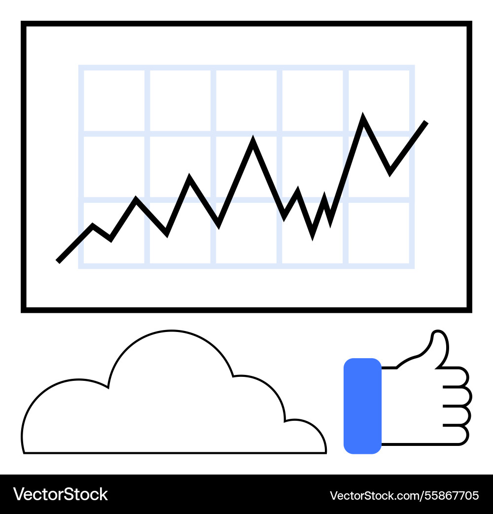 Data trend analysis with upward graph cloud Data trend analysis with upward graph cloud Vector Image