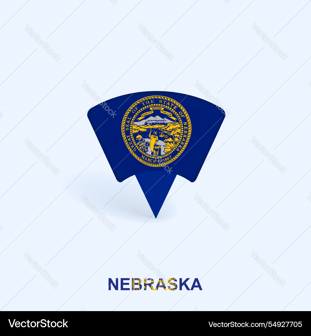 Nebraska flag map pointer design with shadow Nebraska flag map pointer design with shadow Vector Image