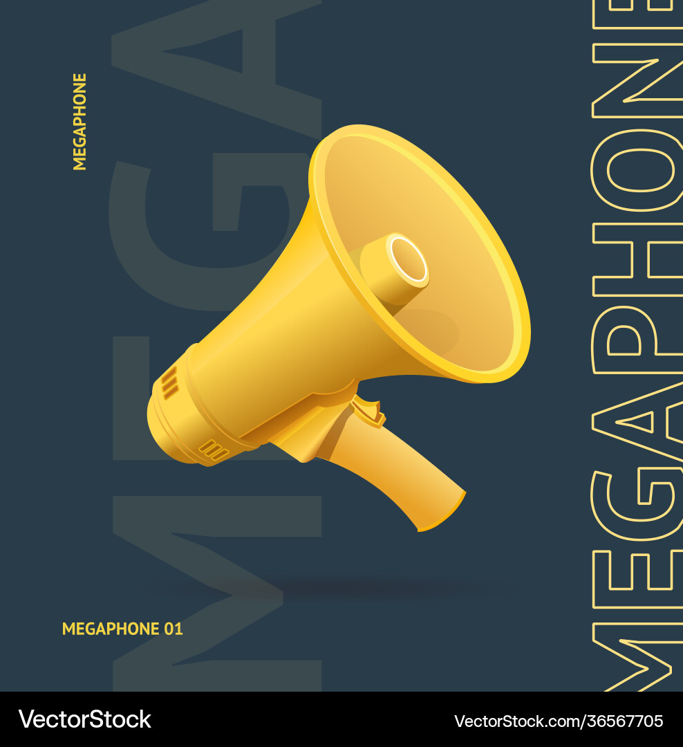 Realistische detaillierte 3d Megaphone Werbung Realistische detaillierte 3d Megaphone Werbung vektorbild