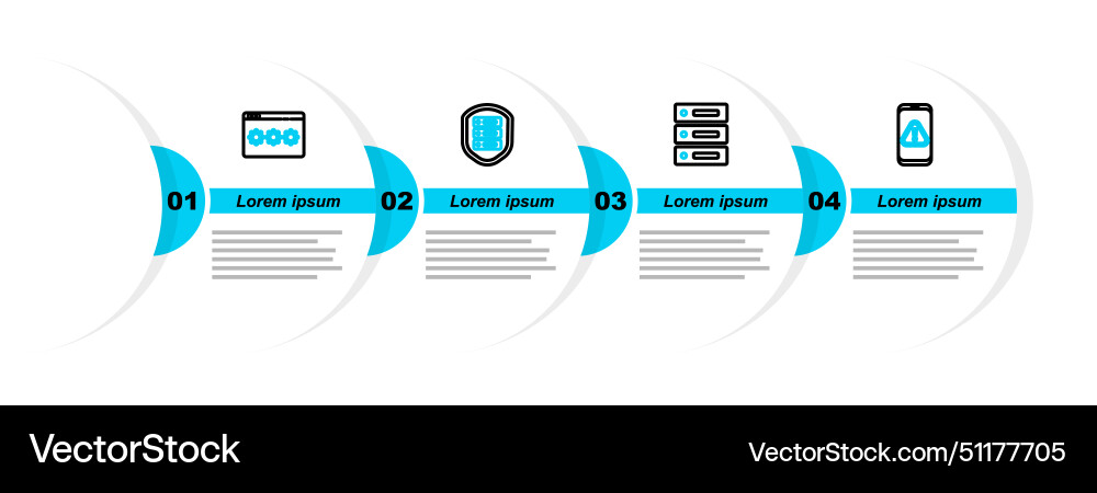 Set line mobile with exclamation mark server data Vector Image