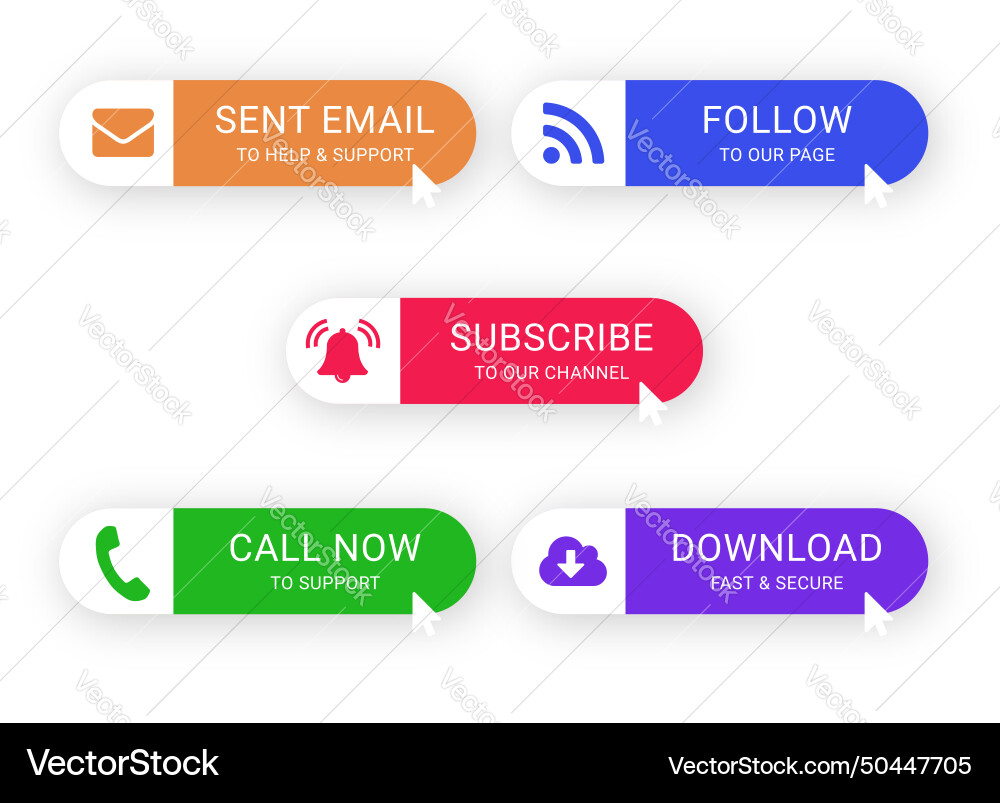 Set of websites action buttons Set of websites action buttons vector image