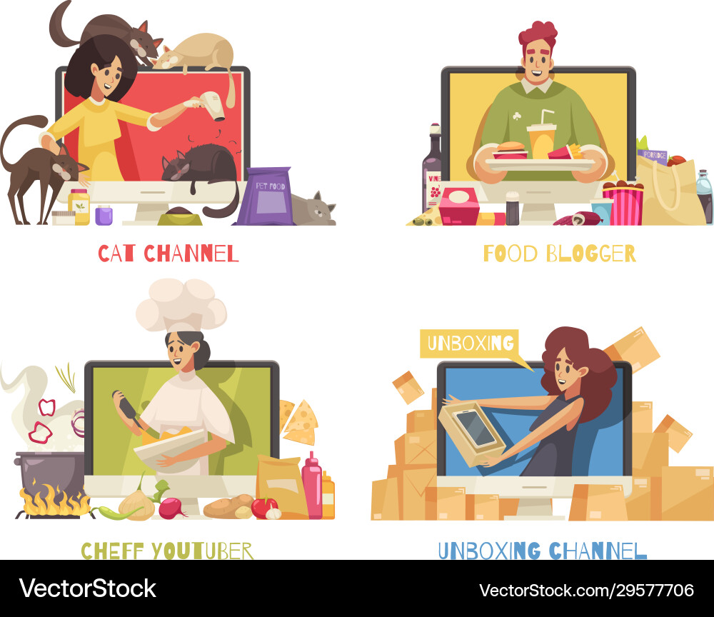 Blogger compositions set Vector Image