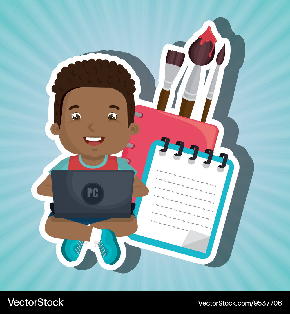 Children using laptop at school design Vector Image