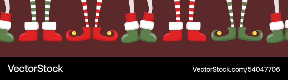 Christmas elves legs horizontal seamless pattern Vector Image