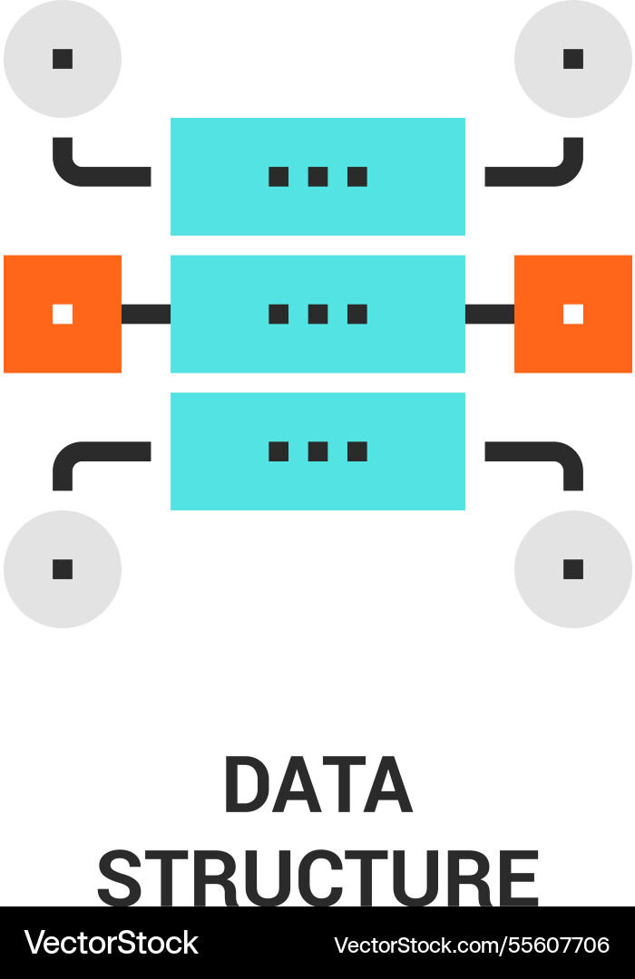 Data structure flat line icon design concept Data structure flat line icon design concept vector image