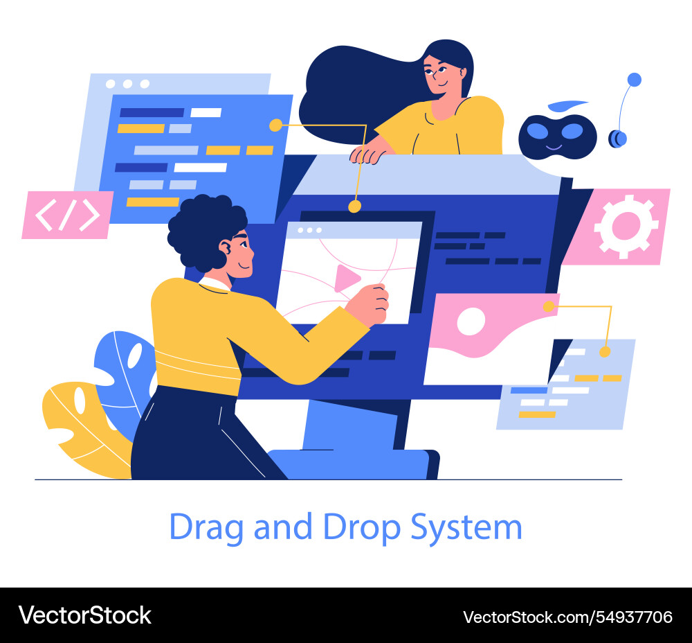Development process automation flat Development process automation flat vector image