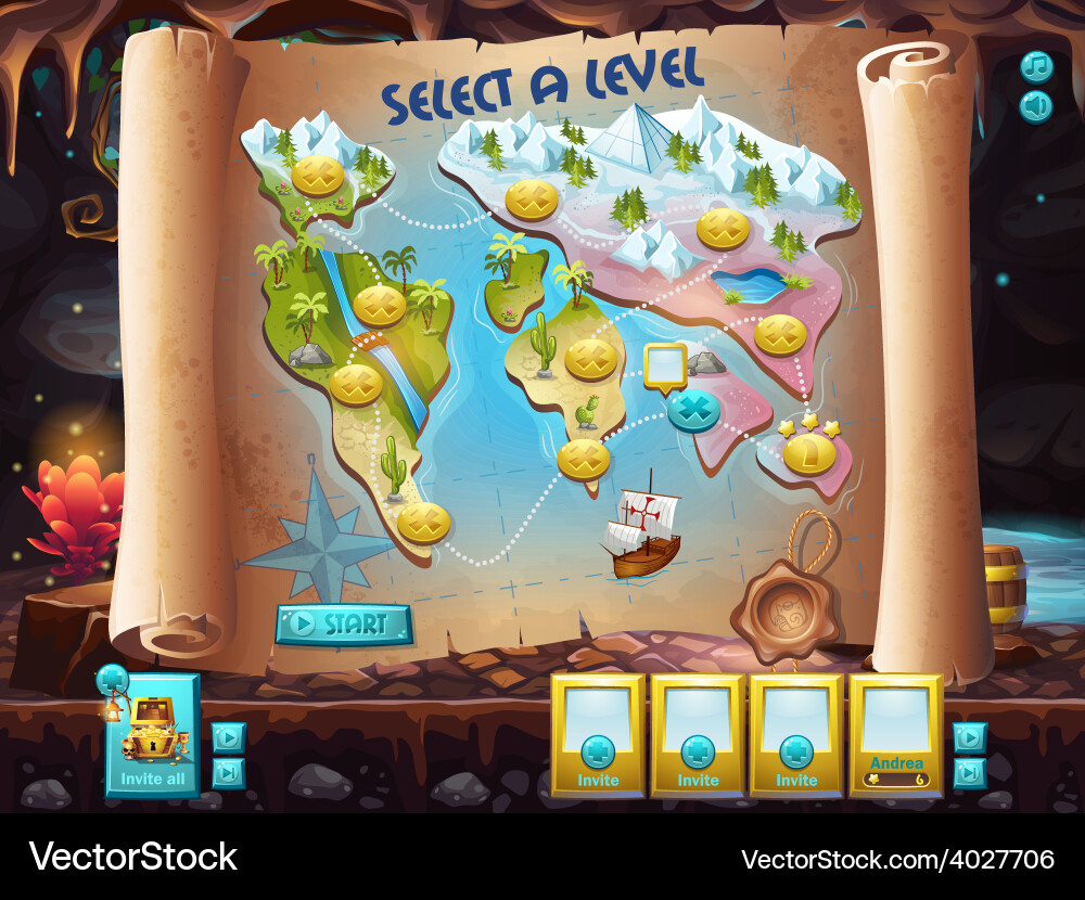 Example of user interface - select the level vector image