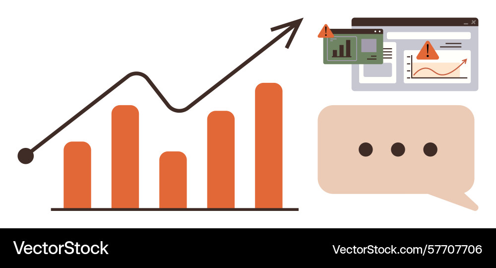 Growth progress analytics with alert notifications vector image