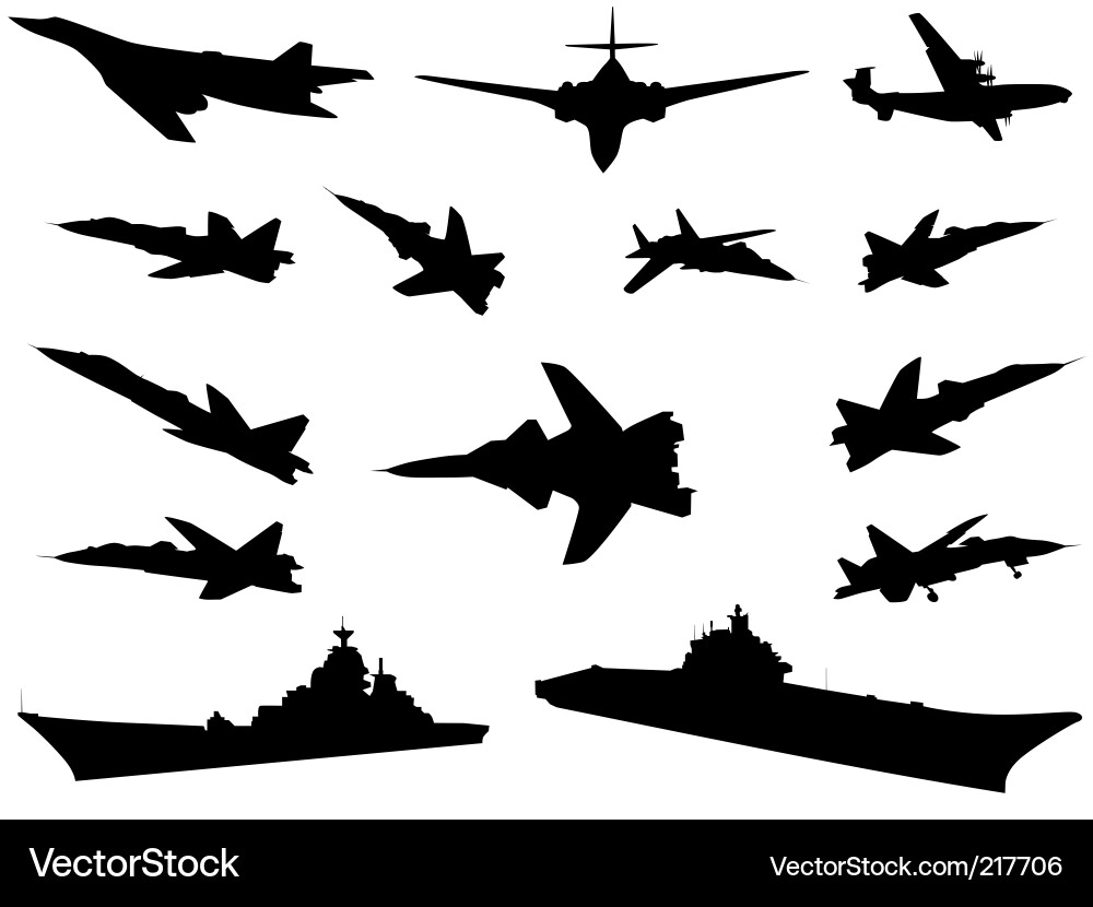 Military Aircraft Silhouettes Vector Image
