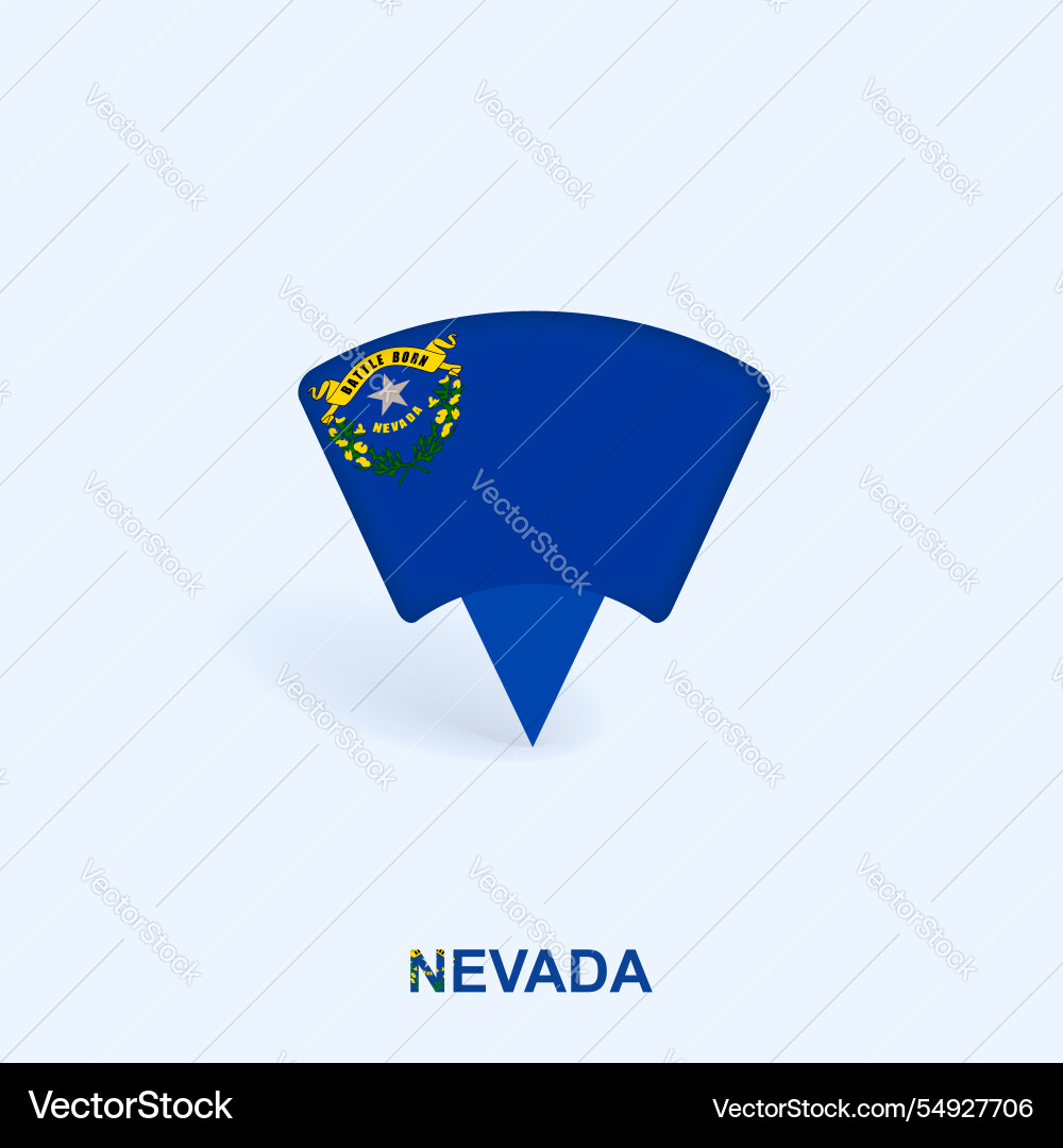 Nevada flag map pointer design with shadow Nevada flag map pointer design with shadow vector image
