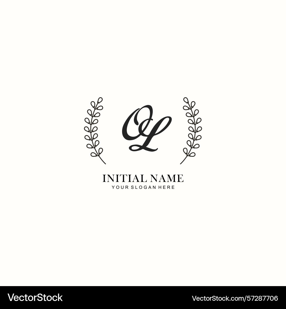 Ol initial logo templates with botanical elements Vector Image
