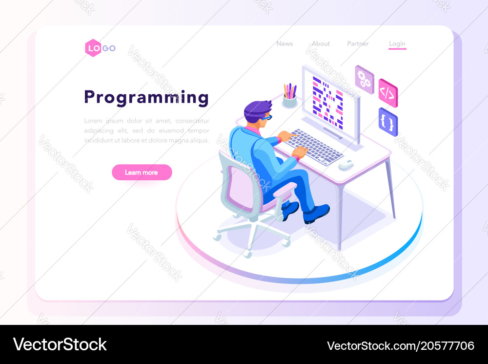Programming Web Page Template vector image