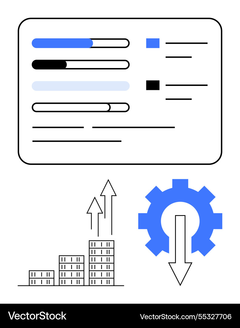 Progress tracking dashboard with growth metrics Vector Image