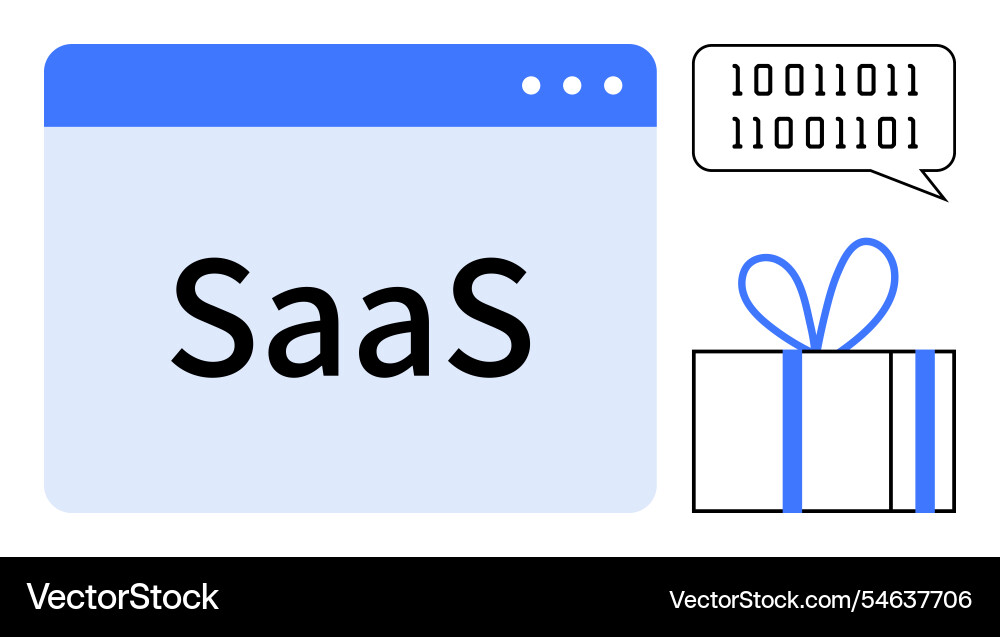 Saas platform concept with binary code in speech Saas platform concept with binary code in speech vector image