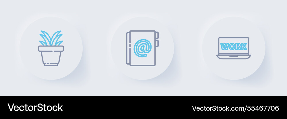 Set line laptop with text work address book Set line laptop with text work address book vector image