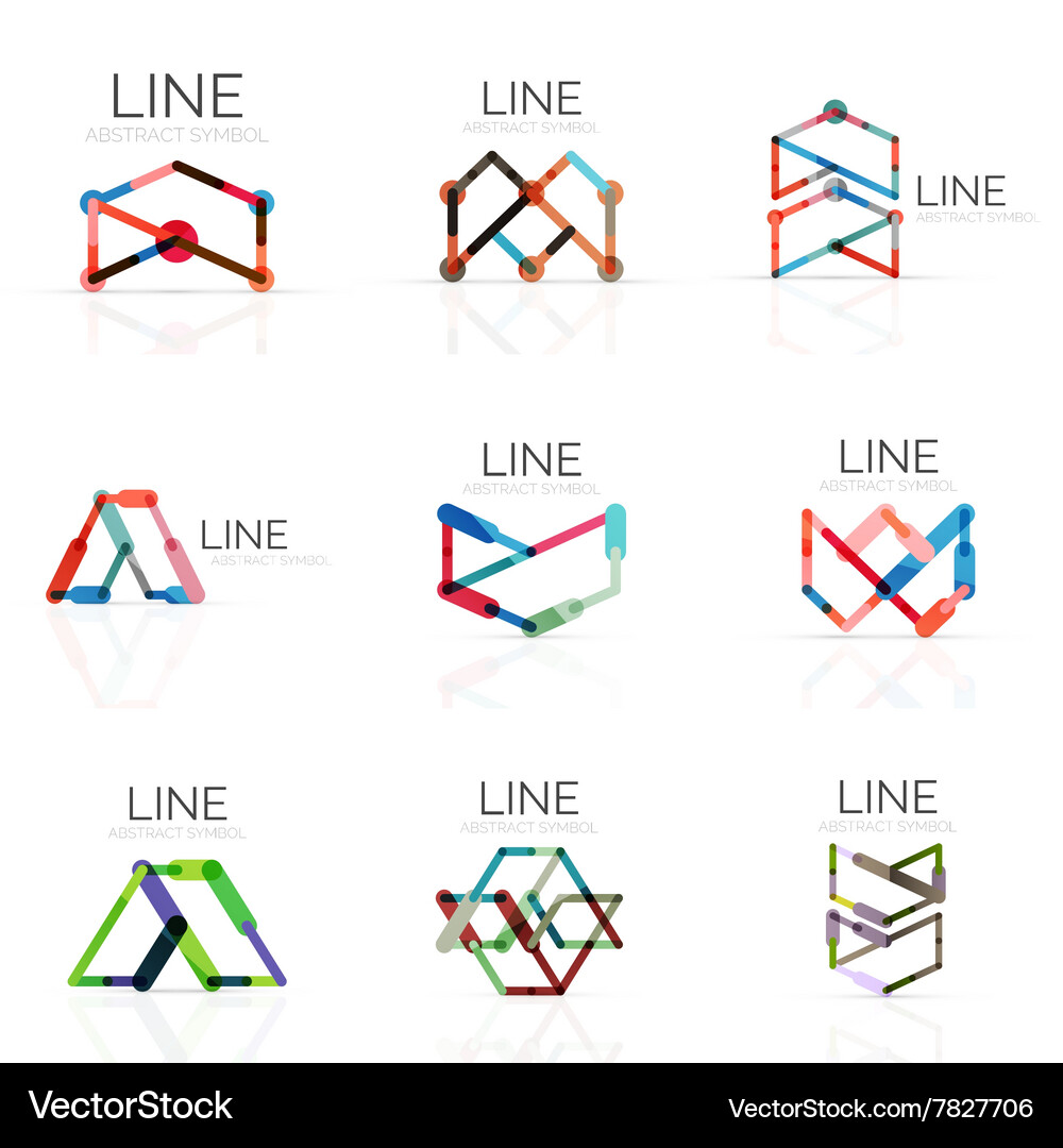 Set of linear abstract logos connected Vector Image