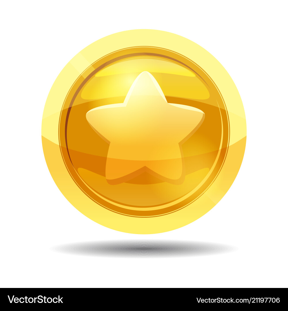 Spielmünze mit Stern-Schnittstelle Gold Spielmünze mit Stern-Schnittstelle Gold vektorbild