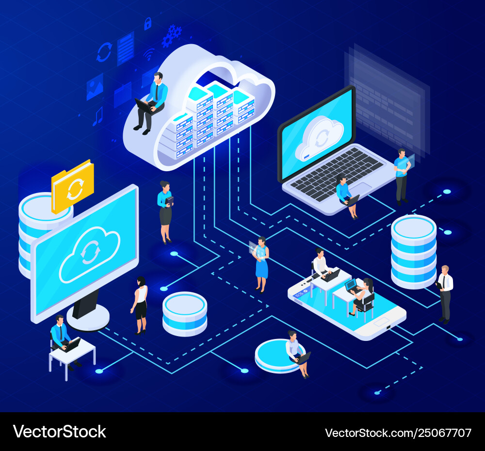 Cloud Networking Isometric vector image