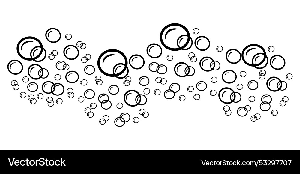 Cluster of water bubbles in linear style border Vector Image
