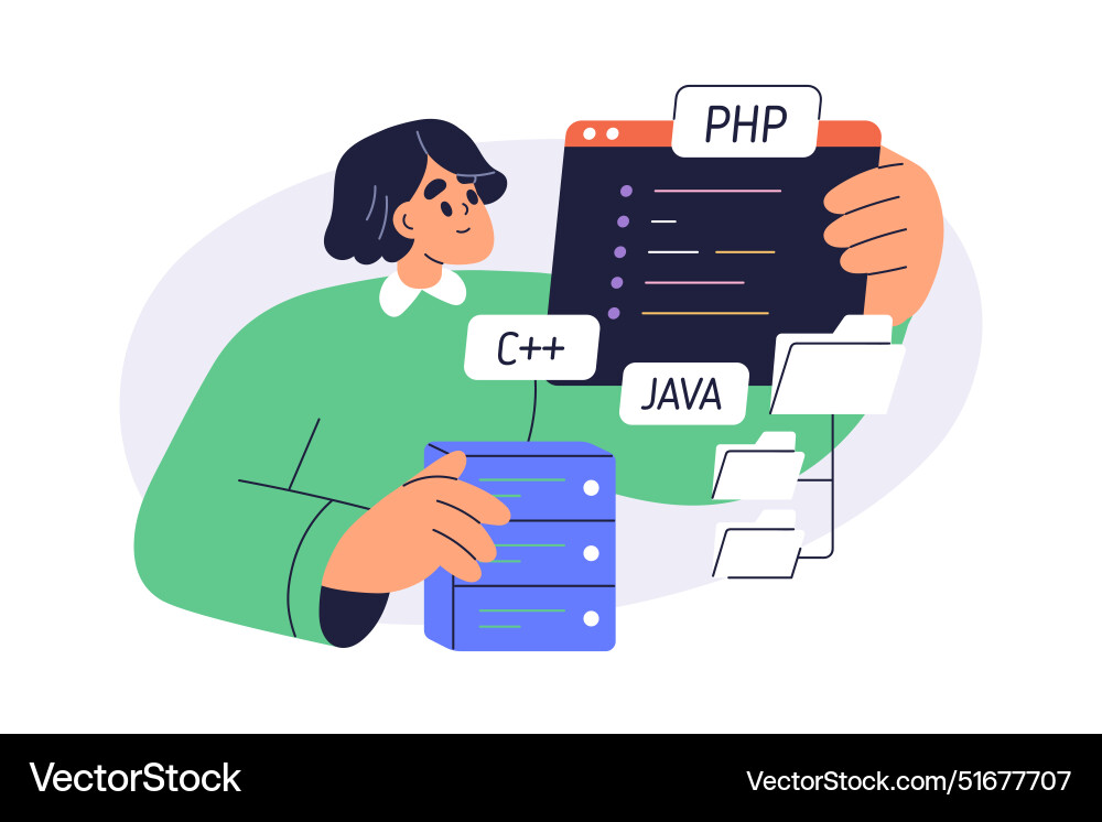 Coding programming back-end development concept Coding programming back-end development concept vector image