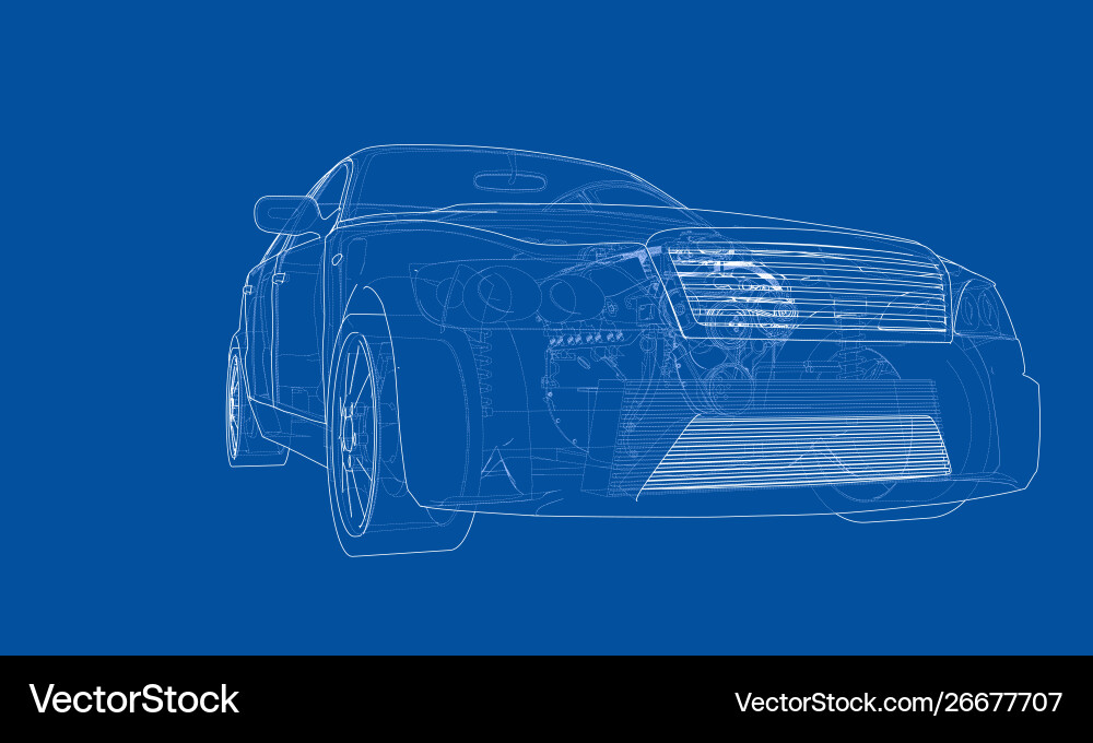 Concept car rendering 3d Vector Image