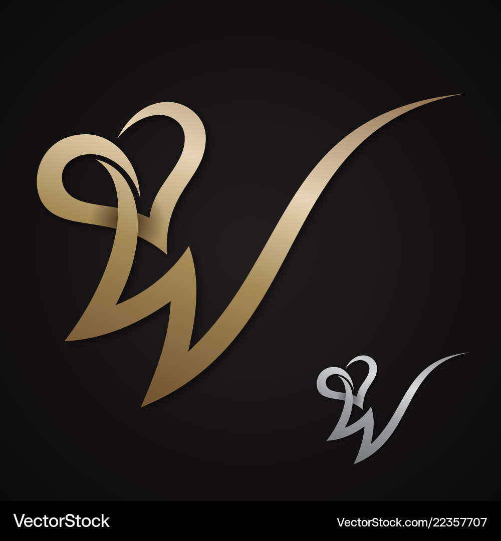 Elegant Letter W with Heart Royalty Free Vector Image