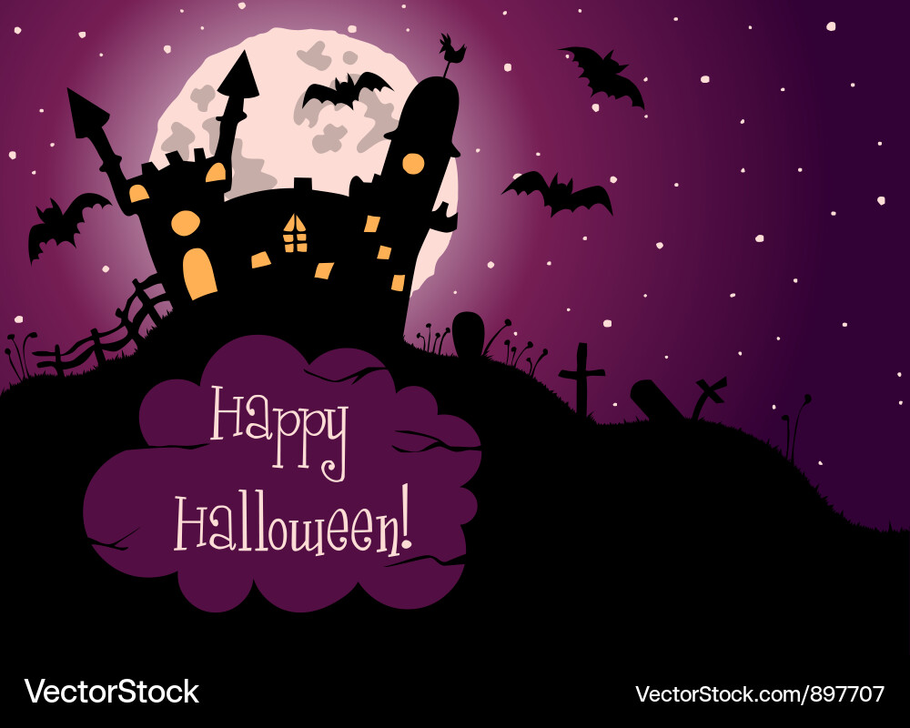 Halloween Moonlit Cemetery Card vector image