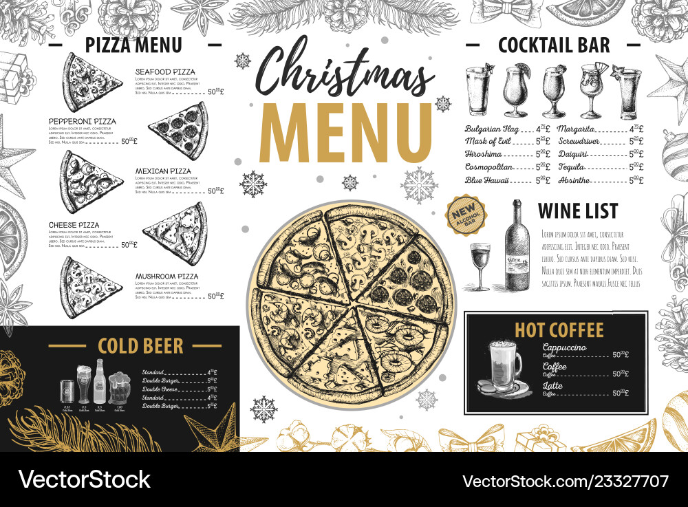 Hand Zeichnung Weihnachten Urlaub Menü Design Hand Zeichnung Weihnachten Urlaub Menü Design vektorbild