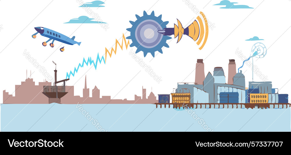 Industrial factory automation and robotics system Vector Image