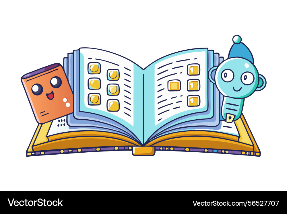 Open book filled with binary code representing Open book filled with binary code representing vector image
