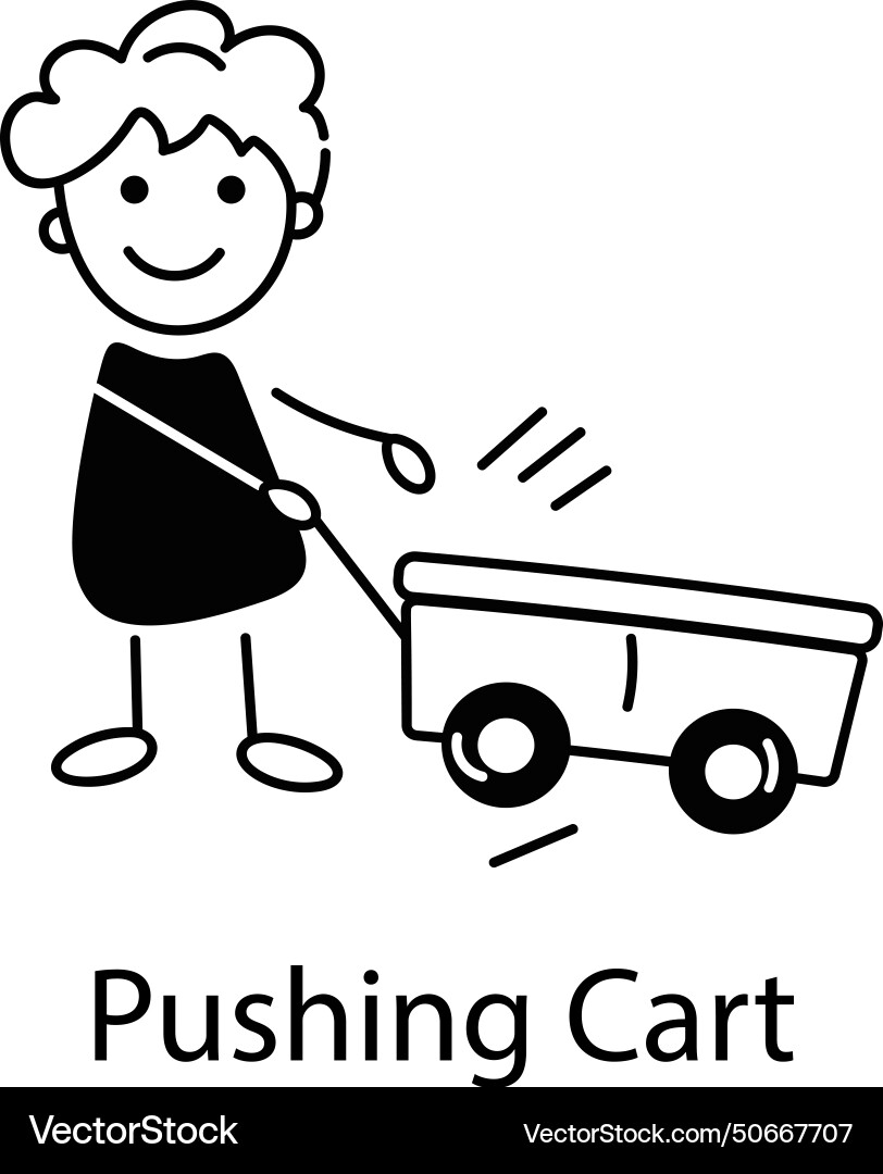 Pushing cart Royalty Free Vector Image - VectorStock