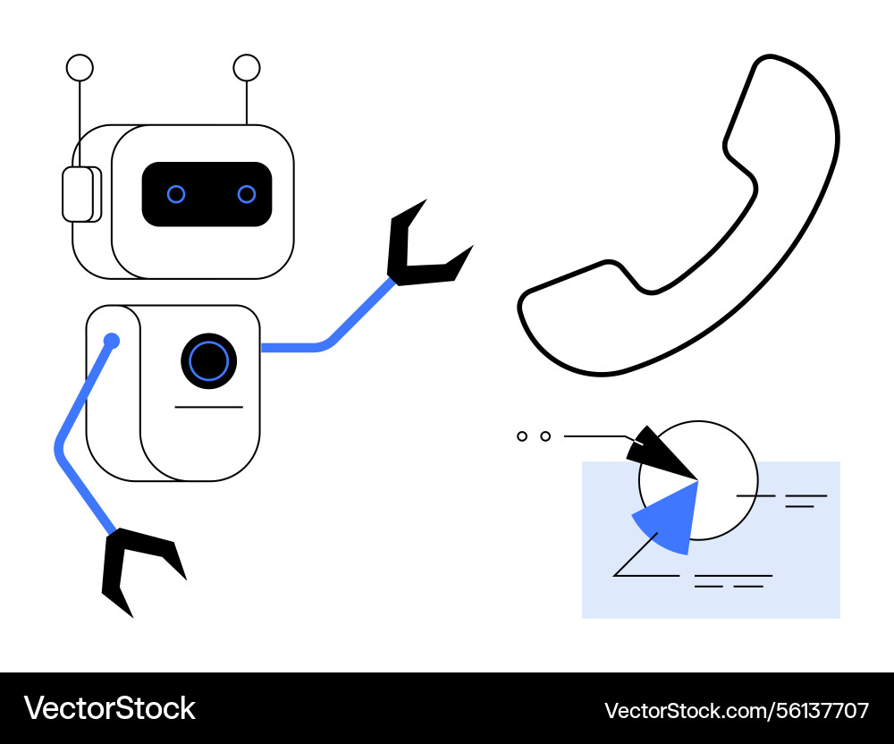 Robot assisting customer service with data Robot assisting customer service with data Vector Image