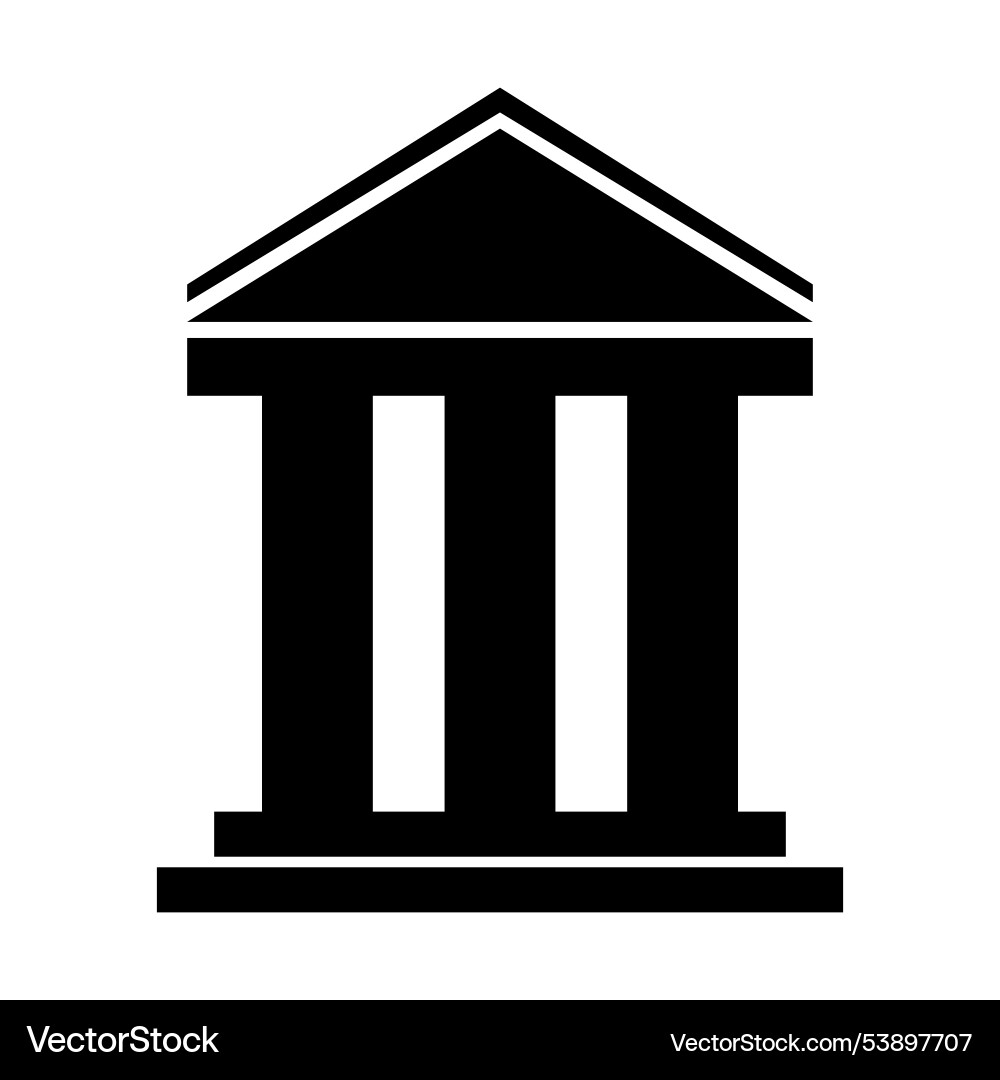 Simple black building icon with columns classic Simple black building icon with columns classic vector image
