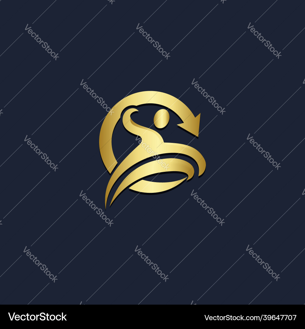 Sport aktive Menschen Gesundheit Pfeil gold logo Sport aktive Menschen Gesundheit Pfeil gold logo vektorbild