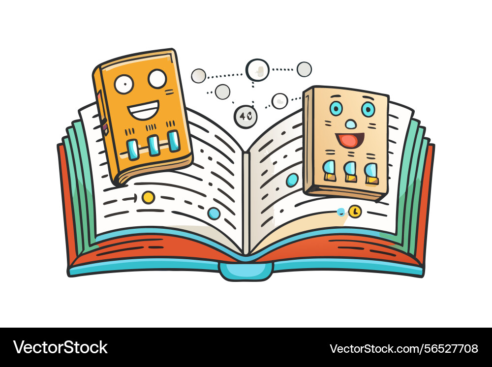 Digital learning and ai with an open book Digital learning and ai with an open book vector image