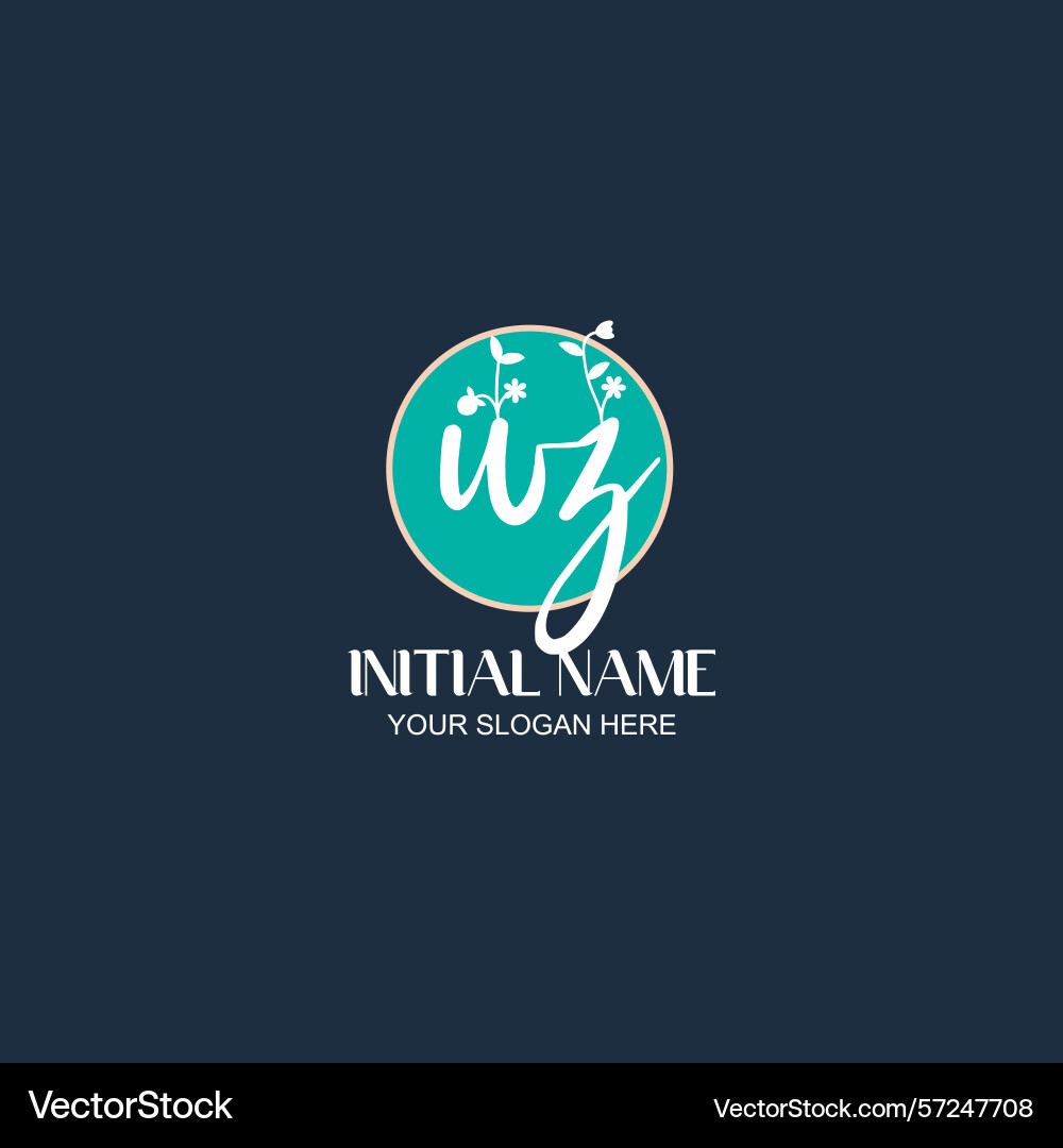 Elegant wz initial logo design with botanical Elegant wz initial logo design with botanical Vector Image