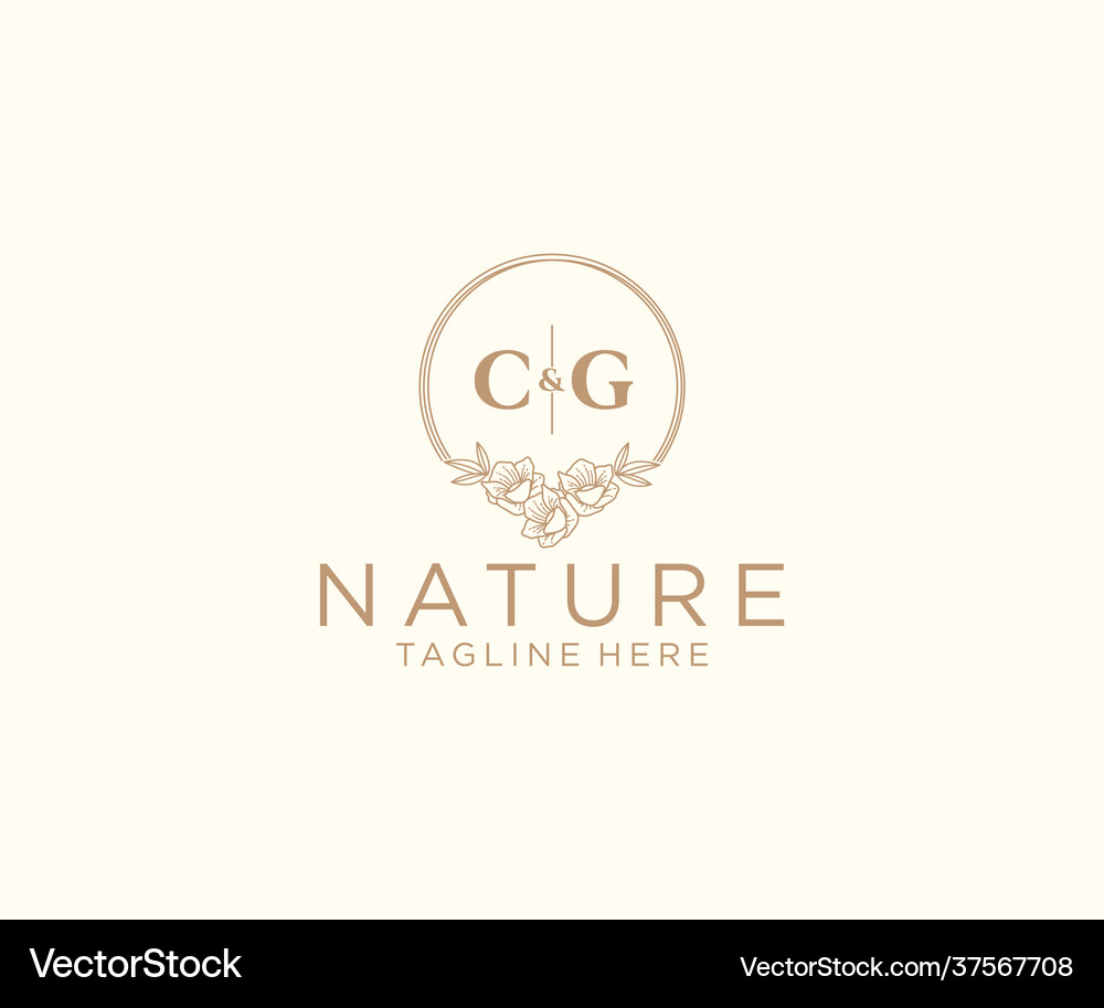 Initial cg letters floral frames botanical – Royalty-Free Vector ...