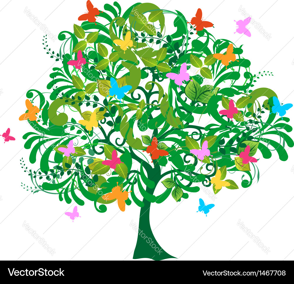 Isolated abstract spring time tree vector image