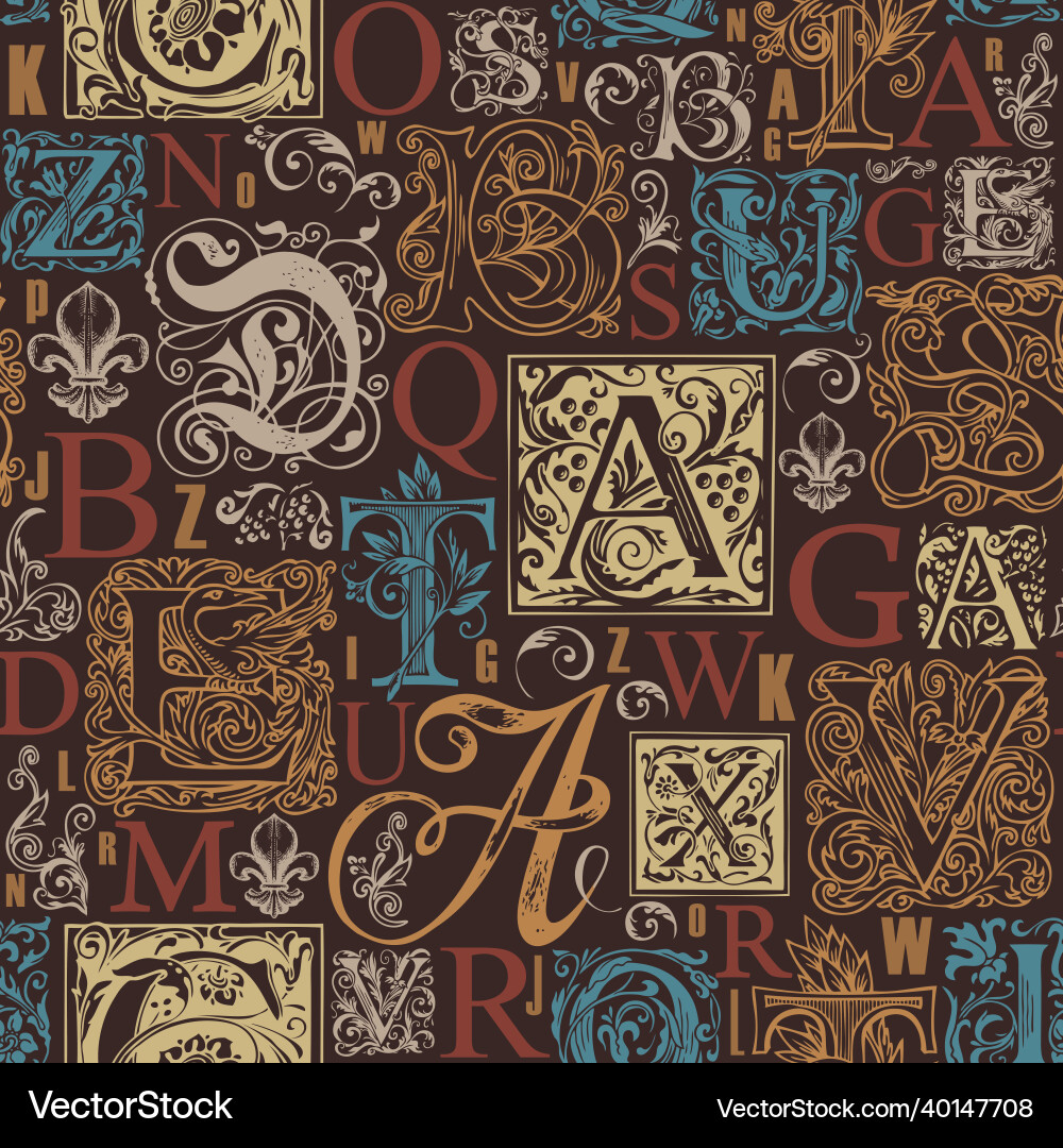 Seamless pattern with capital and initial letters Seamless pattern with capital and initial letters vector image