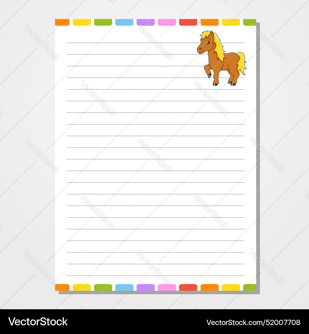 Sheet template for notebook notepad diary lined Sheet template for notebook notepad diary lined Vector Image