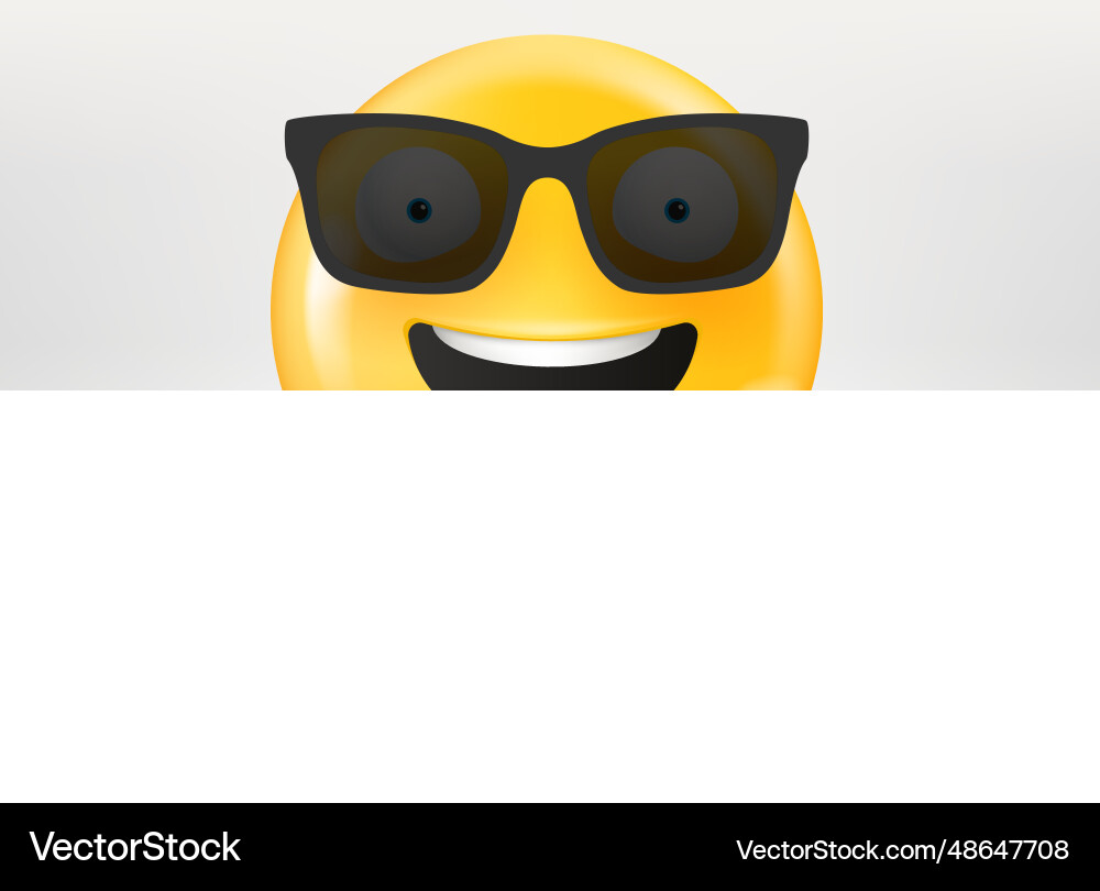 Smiling emoji with sunglasses looking on you 3d Smiling emoji with sunglasses looking on you 3d vector image
