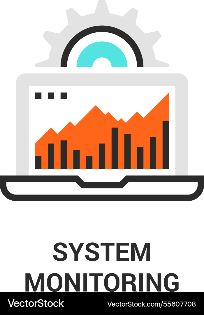 System monitoring flat line icon design concept System monitoring flat line icon design concept vector image