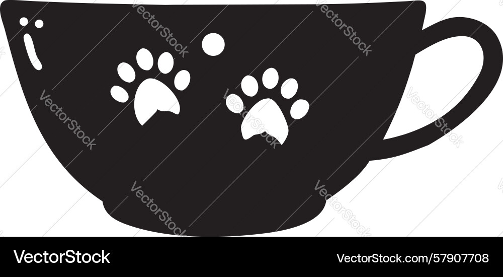 Teacup with paw print pattern pet friendly design Vector Image