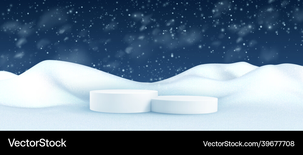 Winter landscape with snow drifts and product Winter landscape with snow drifts and product vector image