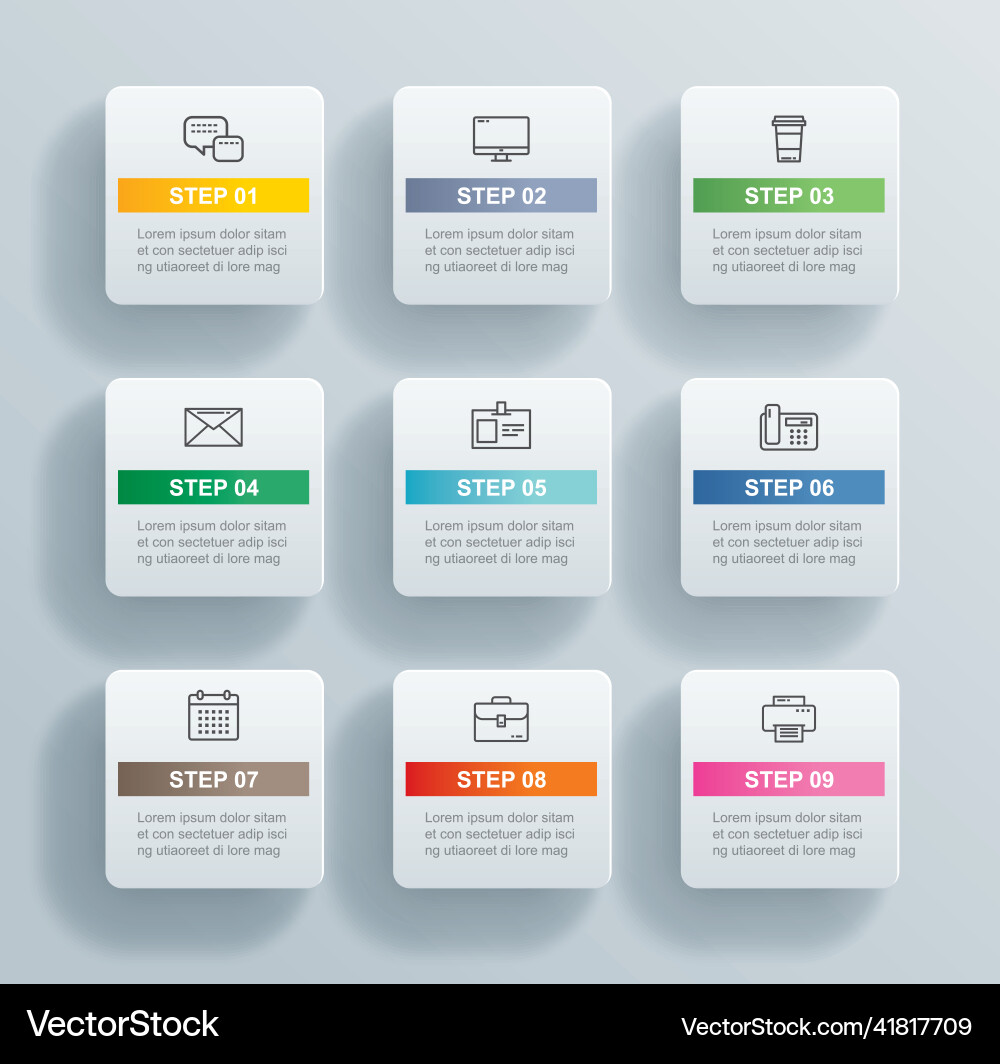 9 data infographics tab paper index template 9 data infographics tab paper index template vector image