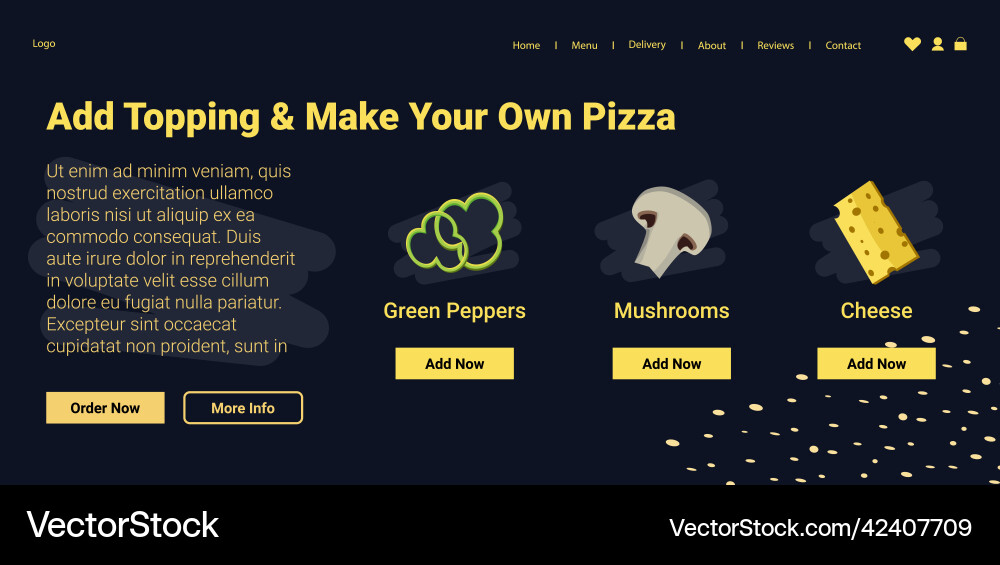Add topping and make your own pizza website page Add topping and make your own pizza website page vector image