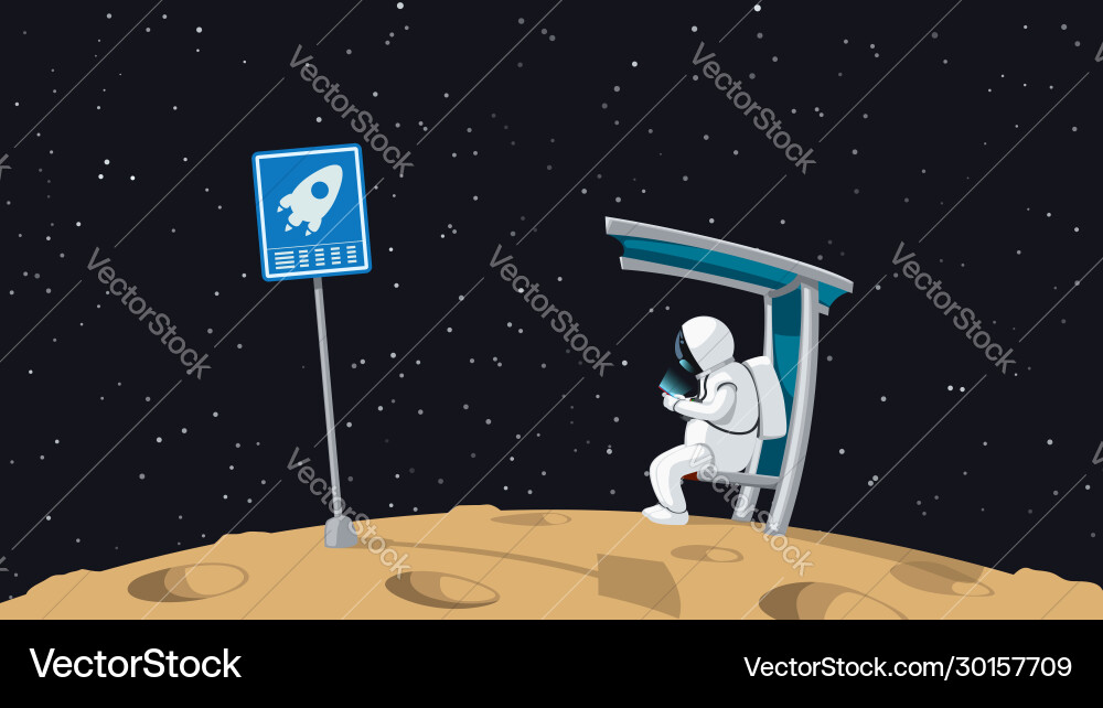 Astronaut sitting on shuttle stop vector image