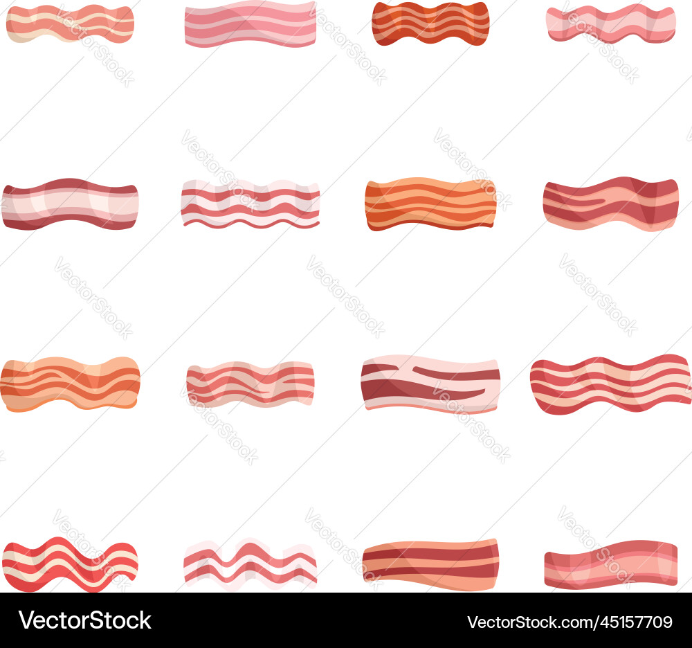 Bacon Icon Set - Food & Breakfast Vector Image